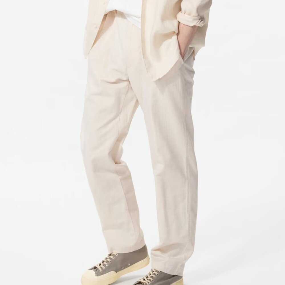 Uniqlo Natural Linen Blend Relaxed Pants